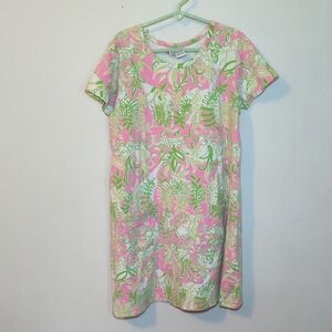 Lilly Pulitzer Jungle Road Knit Shift Dress Cotton-Spandex Stretch Girls Size 10